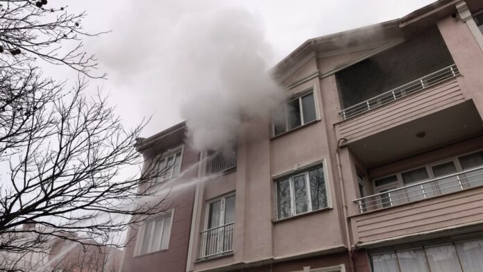 yangında mahsur kalan çocuk ile kedileri itfaiye ekipleri kurt